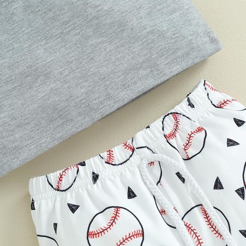 Toddler Baby Boy Baseball Outfits Letter Print Short Sleeve T-Shirt Rugby Print Elastic Shorts Infant Summer Clothes in Saudi Arabia