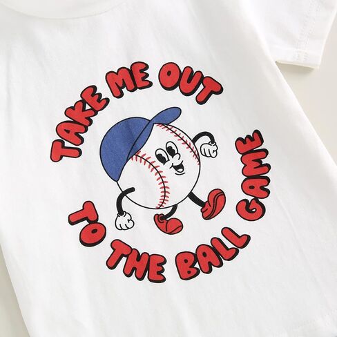 Toddler Baby Boy Baseball Outfits Letter Print Short Sleeve T-Shirt Rugby Print Elastic Shorts Infant Summer Clothes in Saudi Arabia
