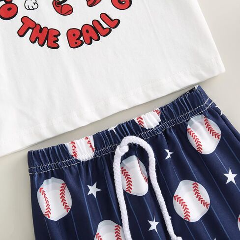 Toddler Baby Boy Baseball Outfits Letter Print Short Sleeve T-Shirt Rugby Print Elastic Shorts Infant Summer Clothes in Saudi Arabia