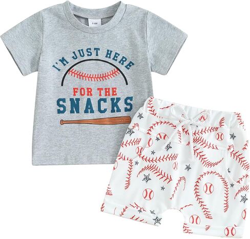 Toddler Baby Boy Baseball Outfits Letter Print Short Sleeve T-Shirt Rugby Print Elastic Shorts Infant Summer Clothes in Saudi Arabia