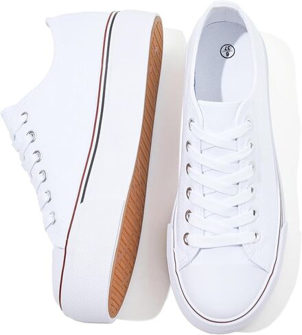SERNIAL Womens White Platform Sneakers Low Top Platform Shoes Black Canvas Shoes for Women in Saudi Arabia