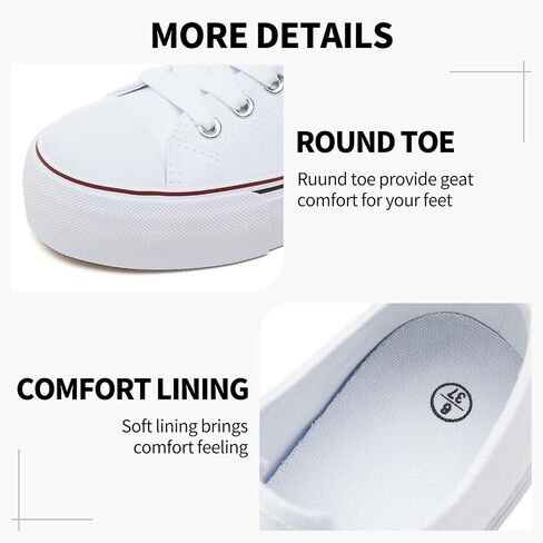 SERNIAL Womens White Platform Sneakers Low Top Platform Shoes Black Canvas Shoes for Women in Saudi Arabia