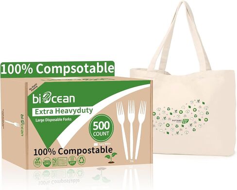Extra Heavyduty Compostable Forks Disposable Cutlery No Plastic Forks 200 Count 7Inch Biodegradable Utensils Eco Friendly Silverware Repurpose Serving Flatware for Party,Daily Use,BBQ,Picnic in Saudi Arabia