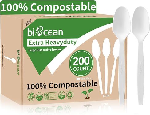 Extra Heavyduty Compostable Forks Disposable Cutlery No Plastic Forks 200 Count 7Inch Biodegradable Utensils Eco Friendly Silverware Repurpose Serving Flatware for Party,Daily Use,BBQ,Picnic in Saudi Arabia