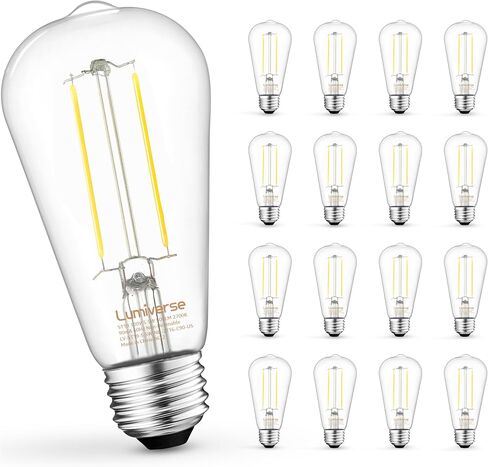 Lumiverse Edison Light Bulbs 60 Watt, 4000K Cool White, Non-Dimmable, Vintage Light Bulbs, E26 Medium Base ST19 Antique LED Filament Bulbs, Clear Glass, Pack of 6 in Saudi Arabia