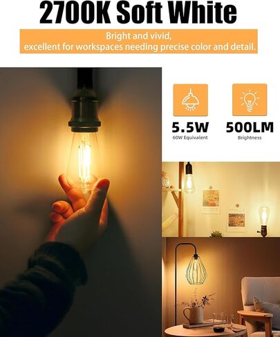 Lumiverse Edison Light Bulbs 60 Watt, 4000K Cool White, Non-Dimmable, Vintage Light Bulbs, E26 Medium Base ST19 Antique LED Filament Bulbs, Clear Glass, Pack of 6 in Saudi Arabia