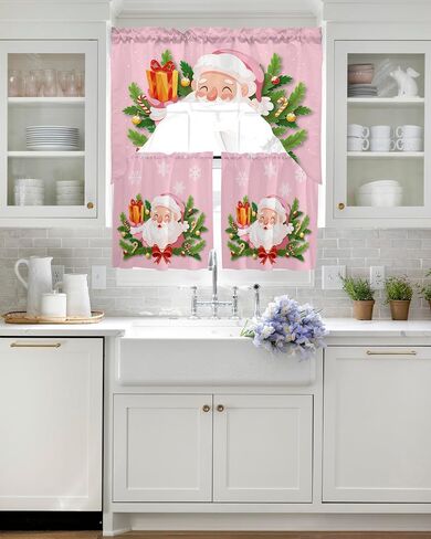 Eucalyptus Sunflower Swag Kitchen Curtain Sets with Valance,3 Pieces Rod Pocket Curtain Drapes for Bedroom Windows,Watercolor Floral Botanical Plant Farm Herb 56''x36'' & 36''x27.5''x2Panels in Kuwait