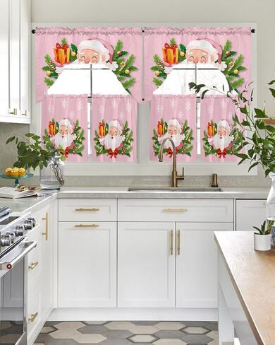 Eucalyptus Sunflower Swag Kitchen Curtain Sets with Valance,3 Pieces Rod Pocket Curtain Drapes for Bedroom Windows,Watercolor Floral Botanical Plant Farm Herb 56''x36'' & 36''x27.5''x2Panels in Kuwait