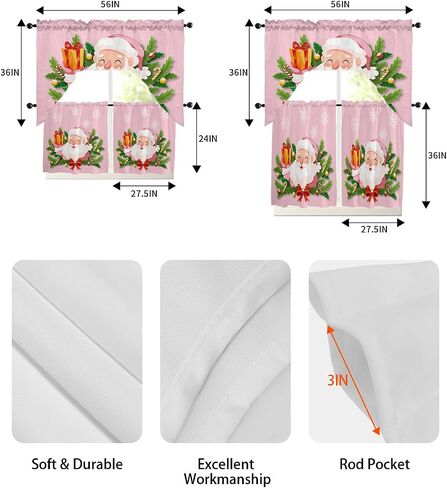 Eucalyptus Sunflower Swag Kitchen Curtain Sets with Valance,3 Pieces Rod Pocket Curtain Drapes for Bedroom Windows,Watercolor Floral Botanical Plant Farm Herb 56''x36'' & 36''x27.5''x2Panels in Kuwait