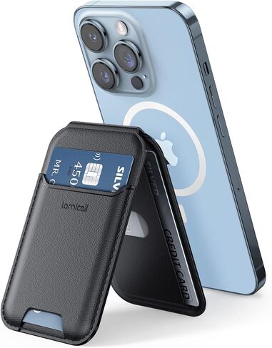Lamicall حامل بطاقات الهاتف المغناطيسي حامل المحفظة لحامل بطاقات MagSafe 3، حامل محفظة جلد Apple iPhone قابل للتعديل، مغناطيسي لسلسلة iPhone 15/14/13/12، وليس للملحقات الصغيرة والماج الآمنة in Saudi Arabia