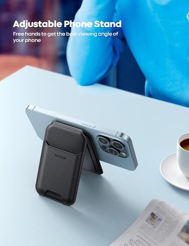 Lamicall حامل بطاقات الهاتف المغناطيسي حامل المحفظة لحامل بطاقات MagSafe 3، حامل محفظة جلد Apple iPhone قابل للتعديل، مغناطيسي لسلسلة iPhone 15/14/13/12، وليس للملحقات الصغيرة والماج الآمنة in Saudi Arabia