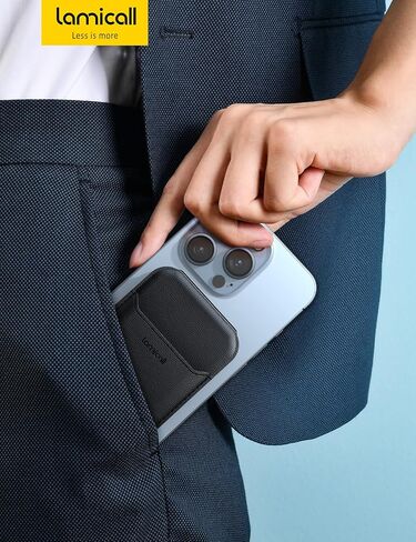 Lamicall حامل بطاقات الهاتف المغناطيسي حامل المحفظة لحامل بطاقات MagSafe 3، حامل محفظة جلد Apple iPhone قابل للتعديل، مغناطيسي لسلسلة iPhone 15/14/13/12، وليس للملحقات الصغيرة والماج الآمنة in Saudi Arabia