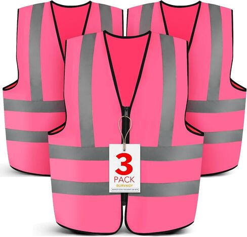 3-Pack Reflective Safety Vest For Women Men - High-Visibility Safety Vest with 2in Reflective Strips for Emergency, Construction, and Safety Use-Green M in Saudi Arabia