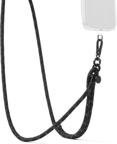 PopSockets Phone Lanyard, Phone Holder, Crossbody Phone Strap - Paracord Black in Saudi Arabia