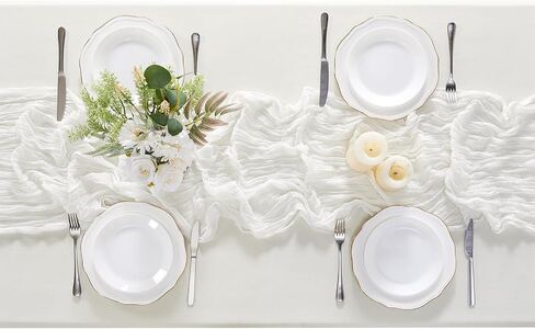 3Pack Ivory Cheesecloth Table Runner, 10ft Gauze Cheese Cloths Table Runners, Boho 35x120 Inches Rustic Tablerunner for Wedding, Bridal Baby Shower, Party, Birthday Decorations in Saudi Arabia