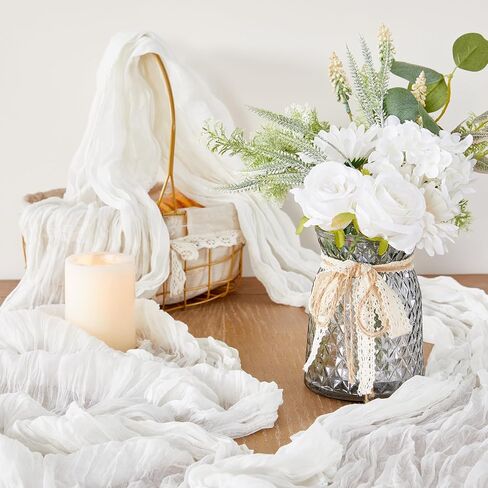 3Pack Ivory Cheesecloth Table Runner, 10ft Gauze Cheese Cloths Table Runners, Boho 35x120 Inches Rustic Tablerunner for Wedding, Bridal Baby Shower, Party, Birthday Decorations in Saudi Arabia