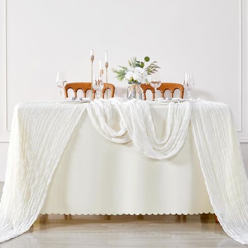 3Pack Ivory Cheesecloth Table Runner, 10ft Gauze Cheese Cloths Table Runners, Boho 35x120 Inches Rustic Tablerunner for Wedding, Bridal Baby Shower, Party, Birthday Decorations in Saudi Arabia