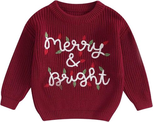 Lnzyyephy Toddler Baby Boy Girl Christmas Sweater Letter Embroidery Pullover Sweatshirt Knitwear Infant Fall Winter Clothes in Saudi Arabia
