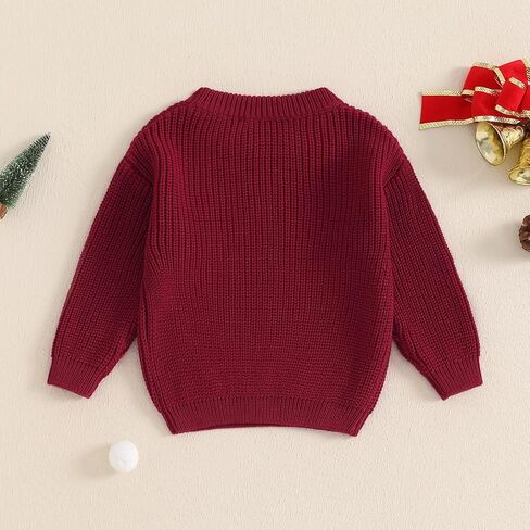 Lnzyyephy Toddler Baby Boy Girl Christmas Sweater Letter Embroidery Pullover Sweatshirt Knitwear Infant Fall Winter Clothes in Saudi Arabia