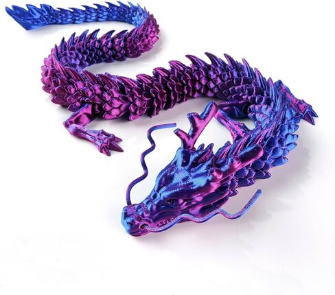 3D Printed Dragon - Articulated and Posable Toy for Car Decoration - Strikingly Realistic Dragon crystal Figure gifts (Gold) in Kuwait