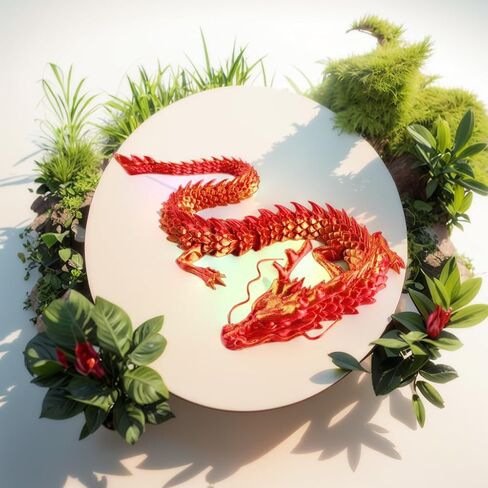 3D Printed Dragon - Articulated and Posable Toy for Car Decoration - Strikingly Realistic Dragon crystal Figure gifts (Gold) in Kuwait