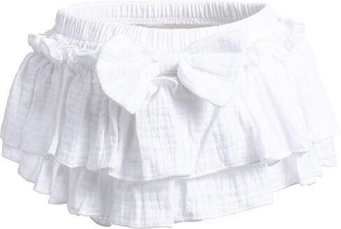 Newborn Baby Girl Cotton Skirts with Built-in Shorts Toddlers Ruffle Diaper Covers Infant Skorts with Bows Headband Set in Saudi Arabia