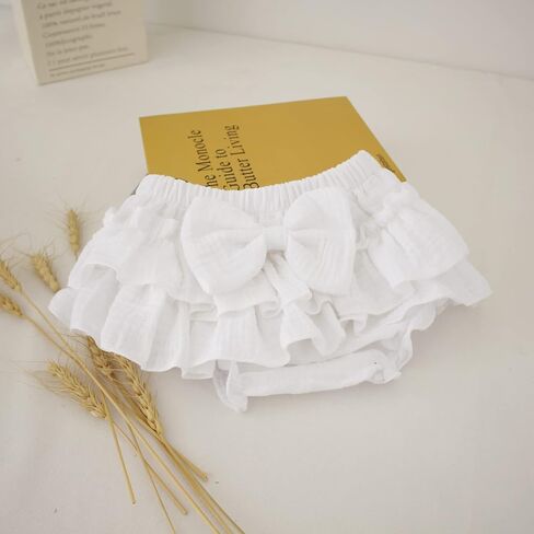 Newborn Baby Girl Cotton Skirts with Built-in Shorts Toddlers Ruffle Diaper Covers Infant Skorts with Bows Headband Set in Saudi Arabia