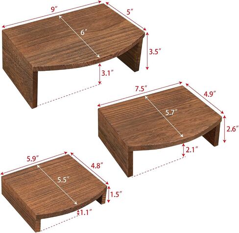 MOOCA 3-Piece Wooden Jewelry Display Risers - Multi-Function Retail Stands for Rings, Watches, Necklaces, Bracelets, and More - Various Heights, Black Color in Kuwait