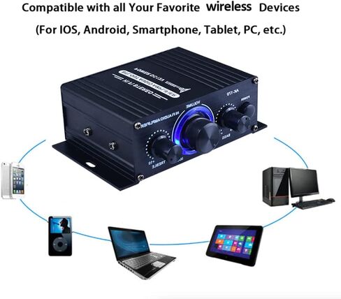 400 واط 12 فولت 2 قناة قوية ستيريو الصوت مكبر كهربائي HiFi باس أمبير سيارة المنزل in Kuwait