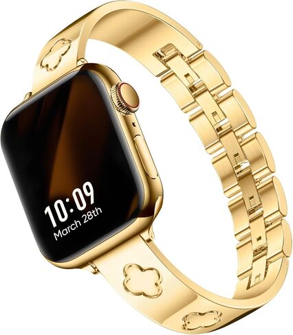 Missair متوافق مع سوار ساعة Apple 38 مم 40 مم 41 مم 44 مم 42 مم 45 مم 49 مم، سوار أربع أوراق محظوظ للنساء مجوهرات أنيقة من الفولاذ المقاوم للصدأ حزام البرسيم المعدني لسلسلة iWatch 9 8 7 6 5 4 3 SE Ultra in Kuwait