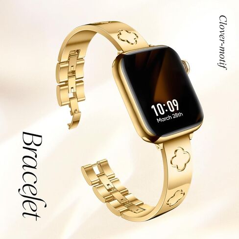 Missair متوافق مع سوار ساعة Apple 38 مم 40 مم 41 مم 44 مم 42 مم 45 مم 49 مم، سوار أربع أوراق محظوظ للنساء مجوهرات أنيقة من الفولاذ المقاوم للصدأ حزام البرسيم المعدني لسلسلة iWatch 9 8 7 6 5 4 3 SE Ultra in Kuwait