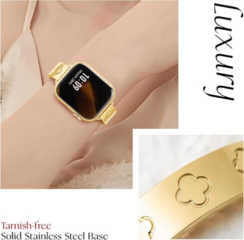 Missair متوافق مع سوار ساعة Apple 38 مم 40 مم 41 مم 44 مم 42 مم 45 مم 49 مم، سوار أربع أوراق محظوظ للنساء مجوهرات أنيقة من الفولاذ المقاوم للصدأ حزام البرسيم المعدني لسلسلة iWatch 9 8 7 6 5 4 3 SE Ultra in Kuwait