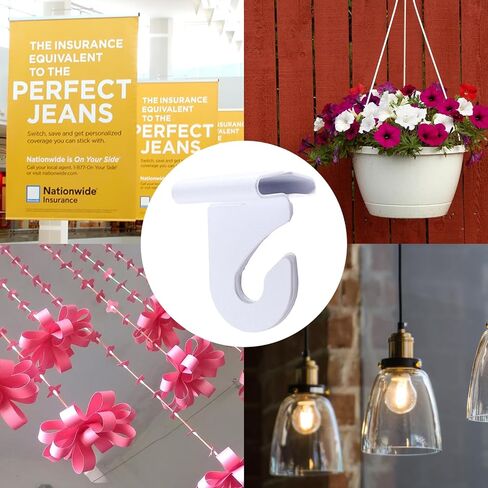 12 قطعة من خطافات السقف المتدلية، مشابك معدنية شديدة التحمل على شكل حرف T، خطافات تعليق السقف المعلقة، مشابك شبكية بيضاء لتعليق النباتات في المنزل والمكتب والفصول الدراسية لتزيين العلامات in Kuwait