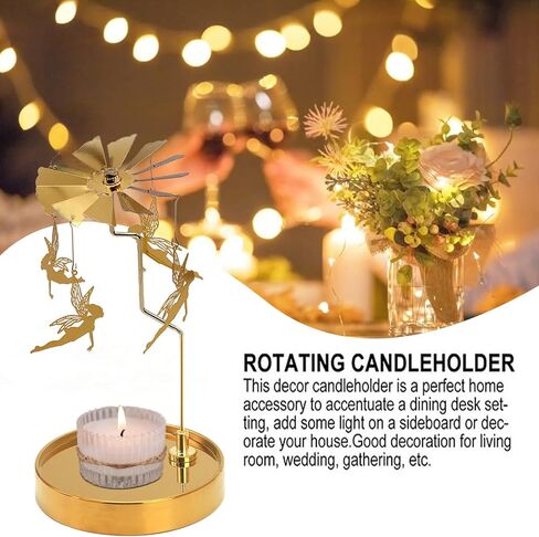 حامل شموع دوارة، حامل شموع دائري من فولكس روز جلود، حامل شموع معدني دوار لقطعة الطاولة المركزية، عيد الميلاد، عيد الحب، ديكور الحفلات، هدية (الغزلان) in Kuwait