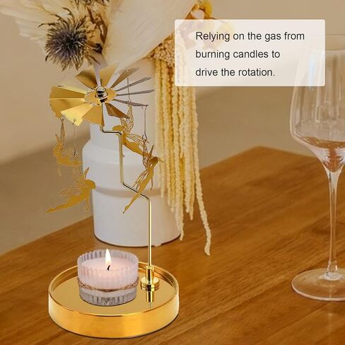 حامل شموع دوارة، حامل شموع دائري من فولكس روز جلود، حامل شموع معدني دوار لقطعة الطاولة المركزية، عيد الميلاد، عيد الحب، ديكور الحفلات، هدية (الغزلان) in Kuwait