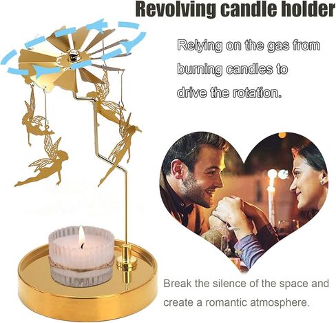 حامل شموع دوارة، حامل شموع دائري من فولكس روز جلود، حامل شموع معدني دوار لقطعة الطاولة المركزية، عيد الميلاد، عيد الحب، ديكور الحفلات، هدية (الغزلان) in Kuwait