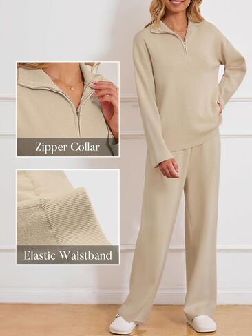 MEROKEETY Women's 2024 2 Piece Sets Long Sleeve Sweater Top Wide Leg Pants Lounge Matching Set Tracksuit in Saudi Arabia