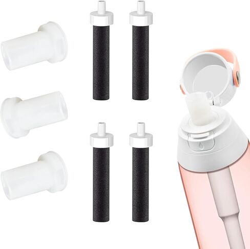 Bottle Filter Mouthpiece Replacement for Brita Water Bottle, Valve Replacement Accessories for Brita Filter Bottle, 3PC Silicone Mouthpiece, 4PC Filter Cartridges, Filter Bottle Parts in Kuwait