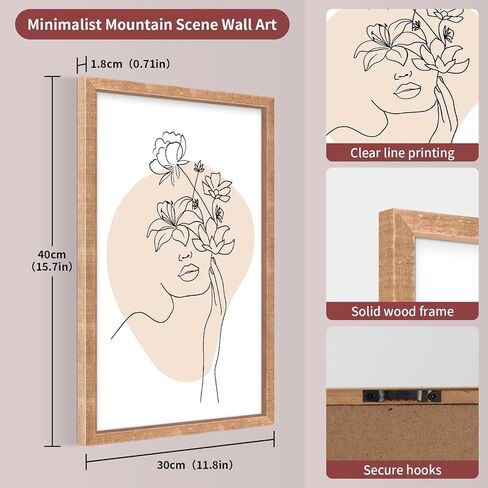 Set of 3 Framed Abstract Woman Wall Art, Minimalist Female Line Wall Decor, Modern Aesthetic Wooden Framed Wall Art for Bedroom Living Room hallway (Black) in Saudi Arabia