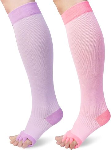 Klmnop Women Long Yoga Sport Gym Five Toe Separator Socks Foot Alignment Pain Comfort Massage Toeless Socks in Saudi Arabia