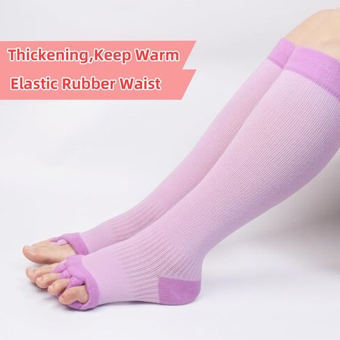 Klmnop Women Long Yoga Sport Gym Five Toe Separator Socks Foot Alignment Pain Comfort Massage Toeless Socks in Saudi Arabia
