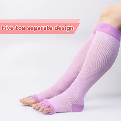 Klmnop Women Long Yoga Sport Gym Five Toe Separator Socks Foot Alignment Pain Comfort Massage Toeless Socks in Saudi Arabia
