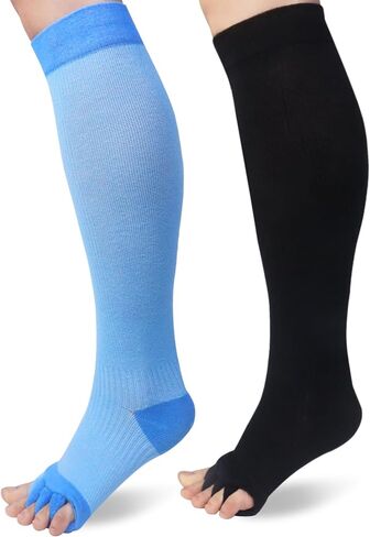 Klmnop Women Long Yoga Sport Gym Five Toe Separator Socks Foot Alignment Pain Comfort Massage Toeless Socks in Saudi Arabia