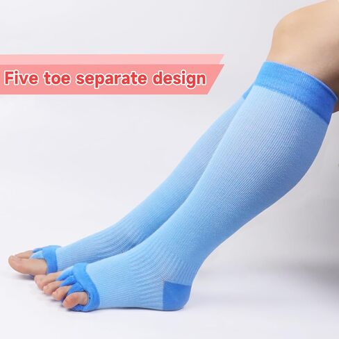 Klmnop Women Long Yoga Sport Gym Five Toe Separator Socks Foot Alignment Pain Comfort Massage Toeless Socks in Saudi Arabia