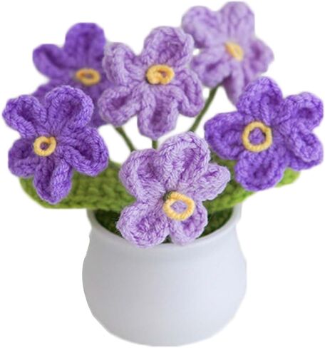 Knitting Crochet Flowers Potted Plants, Fake Forget Me Not Flowers for Friends, Family and Lover, Artificial Handmade Flowers for Birthday Wedding Teacher’Day Gift and Home Decor (Gpink) in Saudi Arabia
