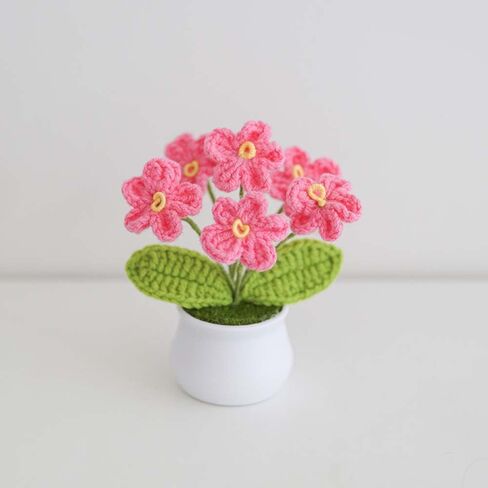 Knitting Crochet Flowers Potted Plants, Fake Forget Me Not Flowers for Friends, Family and Lover, Artificial Handmade Flowers for Birthday Wedding Teacher’Day Gift and Home Decor (Gpink) in Saudi Arabia