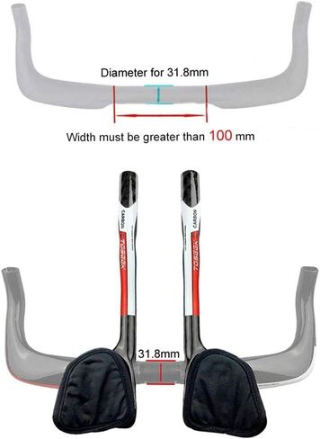 شريط راحة للدراجة TT 12K لامع بالكامل من ألياف الكربون عالية الجودة TT Bar Aero Bars Tri Bars لركوب الدراجات مسند ذراع لوضع شريط للطرق MTB Bike 31.8 مم - أخضر in Kuwait