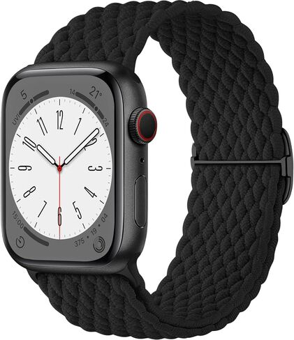WJK Stretchy Braided Bands Compatible with Apple Watch 38mm 40mm 41mm 42mm 44mm 45mm 49mm for Women Men, Adjustable Soft Nylon Strap for iWatch Series 9 8 7 6 5 4 3 2 1 SE Ultra/Ultra 2 in Saudi Arabia