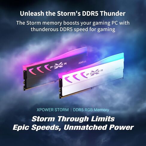 Silicon Power Storm DDR5 64GB (2x32GB) RGB 6400MT/s (PC5-51200) 288-pin CL32 1.4V UDIMM ذاكرة الوصول العشوائي المكتبية ذاكرة الكمبيوتر مع مبدد حراري أسود SP064GXLWU64AFDK in Kuwait