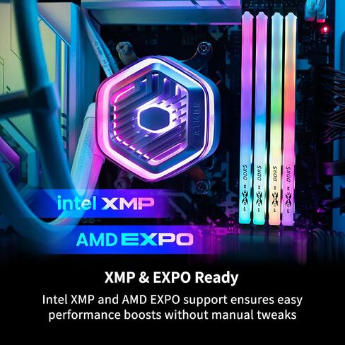 Silicon Power Storm DDR5 64GB (2x32GB) RGB 6400MT/s (PC5-51200) 288-pin CL32 1.4V UDIMM ذاكرة الوصول العشوائي المكتبية ذاكرة الكمبيوتر مع مبدد حراري أسود SP064GXLWU64AFDK in Kuwait